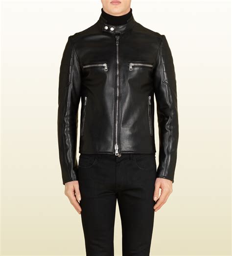 black mens gucci jacket|Gucci black leather jacket.